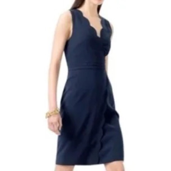 NWT J. Crew Scallop Faux Wrap Crepe Sheath Dress Size 8 - Picture 1 of 11